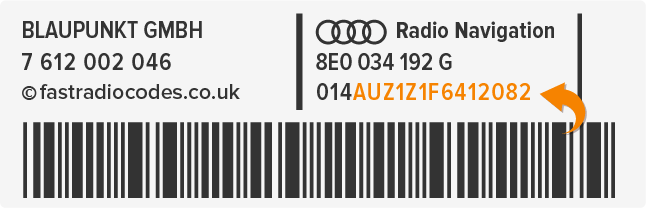 Audi Radio Code Serial Label